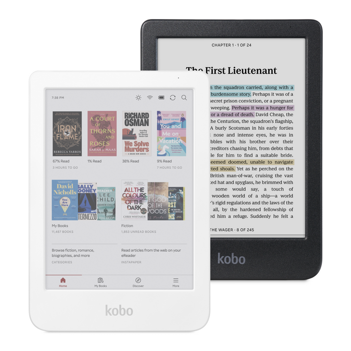 White and Black Kobo Clara Colour front view.