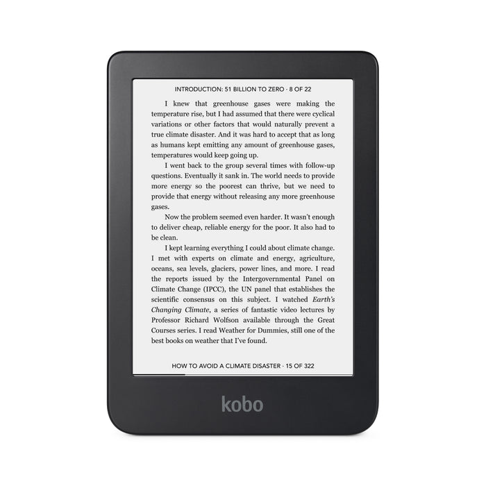 Black Kobo Elipsa 2E front view with black Kobo Stylus 2.